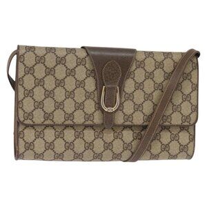 Authentic GUCCI GG Supreme Shoulder Bag PVC Beige Gold 94 02 050